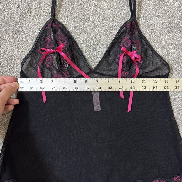 Vintage Victorias Secret Shirt Womens Medium Black Lace Cami Top Sexy Y2K - Picture 12 of 13
